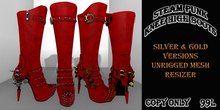 Souled Out  Knee High Steampunk Boots Red
