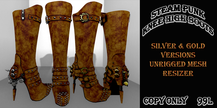 Souled Out  Knee High Steampunk Boots Bittersweet