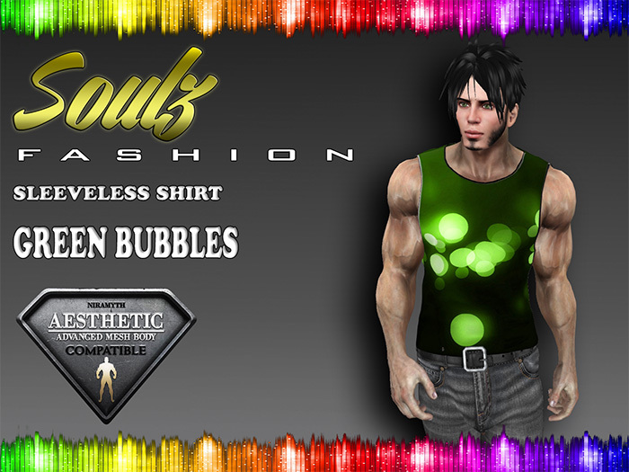 :][: Soulz Fashion :][: - Sleeveless Shirt - Green Bubbles