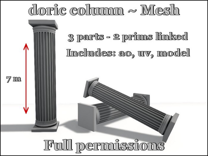 Doric column - mesh - 2 LI - uv - ao - full perm