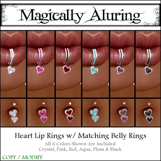 [Magically Aluring] Heart Lip & Belly Rings