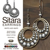 EarthStones Sitara Earrings - White Lace Agate