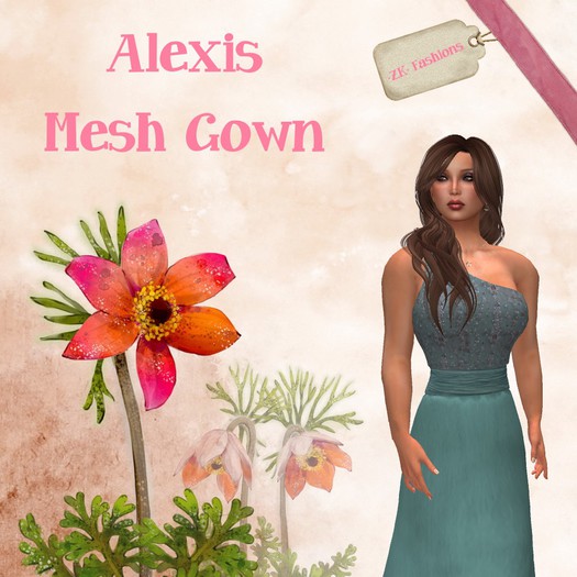 *ZK* Alexis Gown - Turquoise Green Beads v3