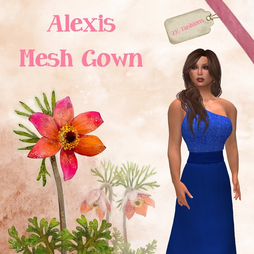 *ZK* Alexis Gown - Royal Blue Beads v3