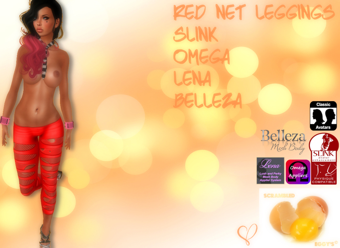~Red Net Leggings~(Slink, Belleza, Lena, Omega+Clothing)