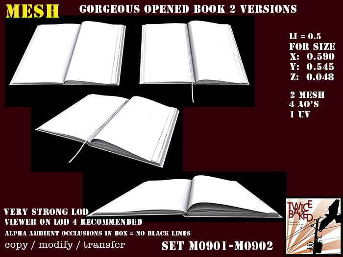 "TB" Highly detailed opened book (2 versions) Li: 0.5 M0901 M0902