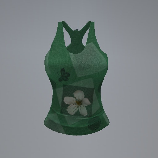 Green Butterfly Blossom Mesh Tank Top