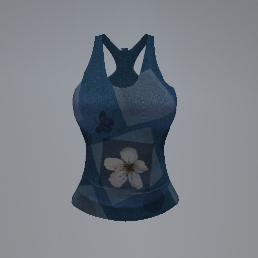Blue Butterfly Blossom Mesh Tank Top