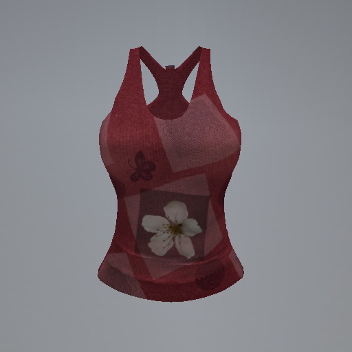 Red Butterfly Blossom Mesh Tank Top