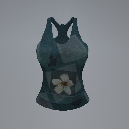 Teal Butterfly Blossom Mesh Tank Top
