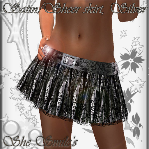 She Smile's, Satin/Sheer skirt, Silver