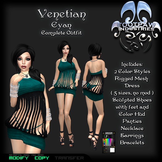 [FPI] Venetian Cyan - Sexy little Outfit with Shoes and Jewelry to complete the look
