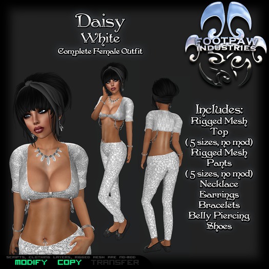 [FPI] Daisy White - A Cute, Casual Outfit comes with Shoes and Jewelry to complete the look