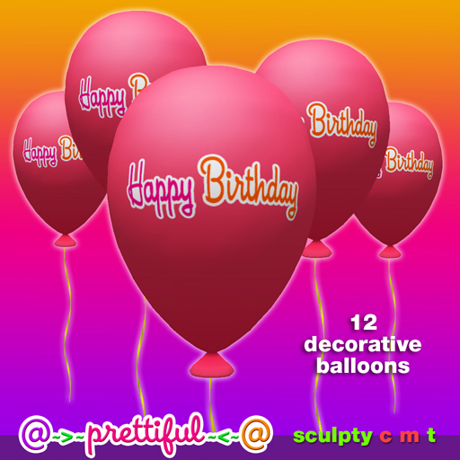 @~>~ PrettiFuL ~<~@ Sculpty Birthday Balloons [ Dozen Pink ]