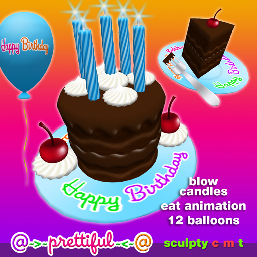 @~>~ PrettiFuL ~<~@ Sculpty Birthday Cake + Balloons [ Triple Chocolate ]