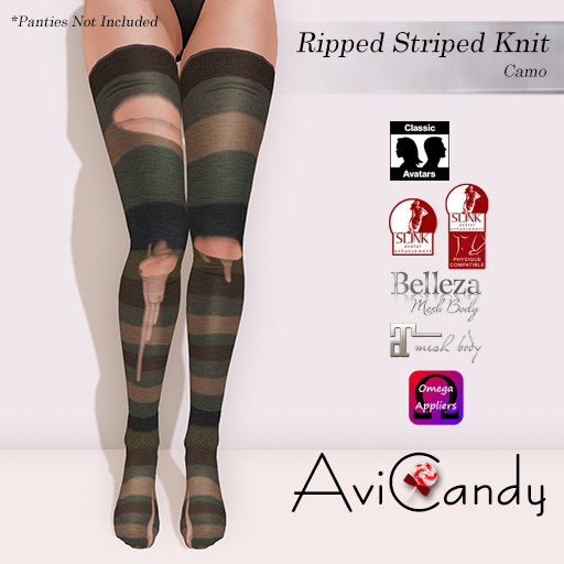 AVICANDY Striped Knit - Ripped Camo
