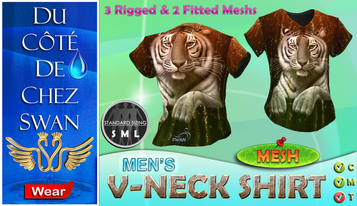 Mens V-Neck Shirt - Tiger