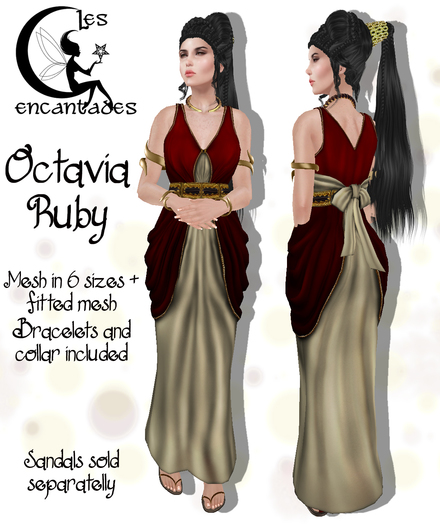 *LE* Octavia Ruby  - Mesh Roman / Greek gown