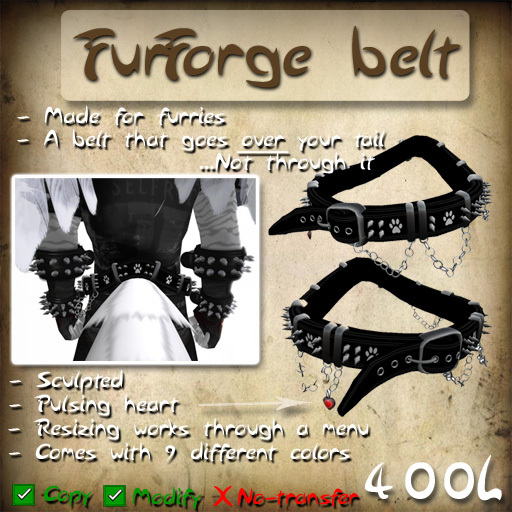 FurForge belt - Made for furries! (9 different colors)