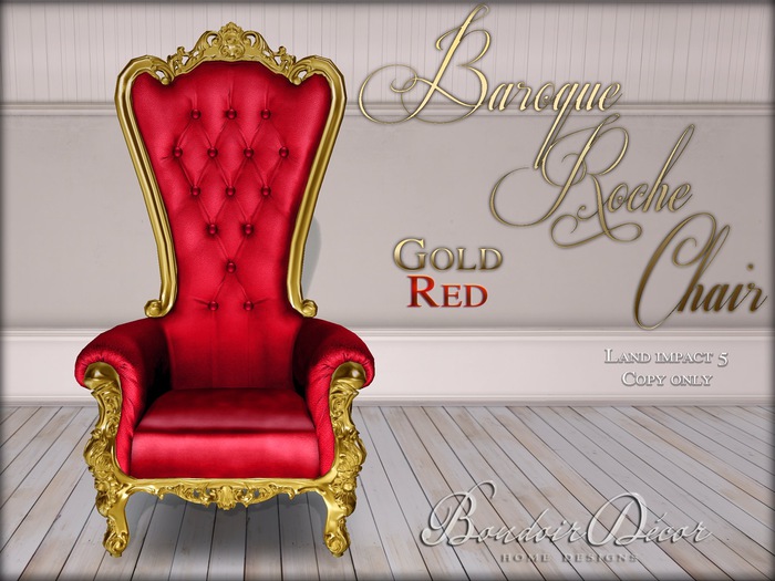 Boudoir Baroque Roche Chair Gold/Red
