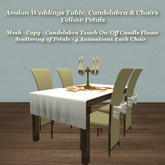 Avalon Wedding Table Square Yellow Petals  & Silver