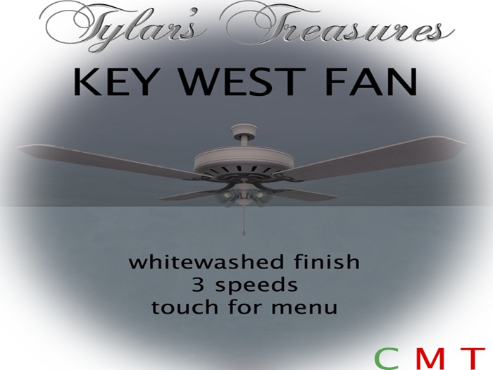 .:TT:.  KEY WEST FAN WHITEWASHED  boxed