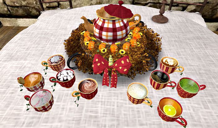 CJ Autumn - Fall Hot Drinks Tray Set with Sunflowers