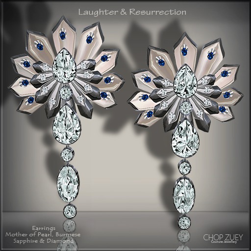 Laughter & Resurrection Wht Earrings by Chop Zuey Couture Jewellery