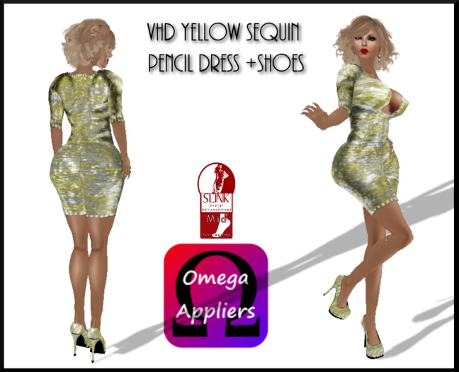 VHD Yellow Sequin Pencil Dress Ensemble (Omega & Slink)
