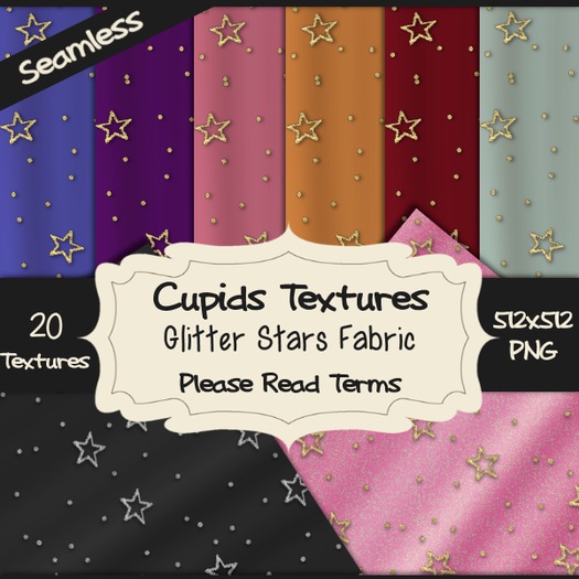 *Cupids Textures * 20 GLITTER STARS FABRICS