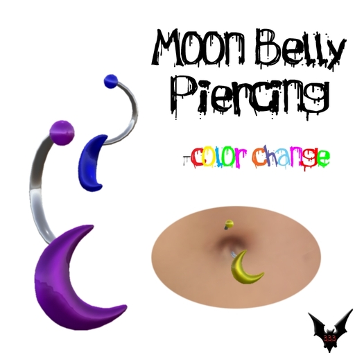 Half Evil Moon Belly Piercing