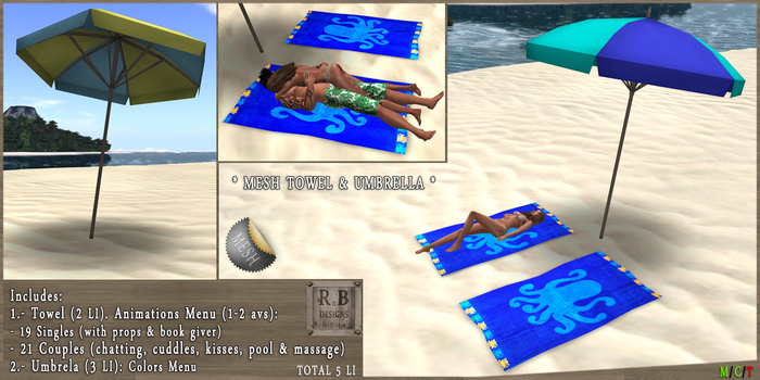 *RnB* Mesh Towel & Umbrella - Single & Couples - Octopus (c)