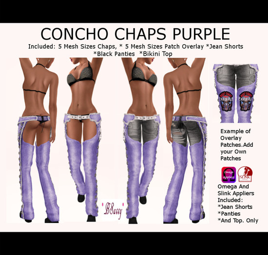 *BSASSY* CONCHO CHAPS WHITE