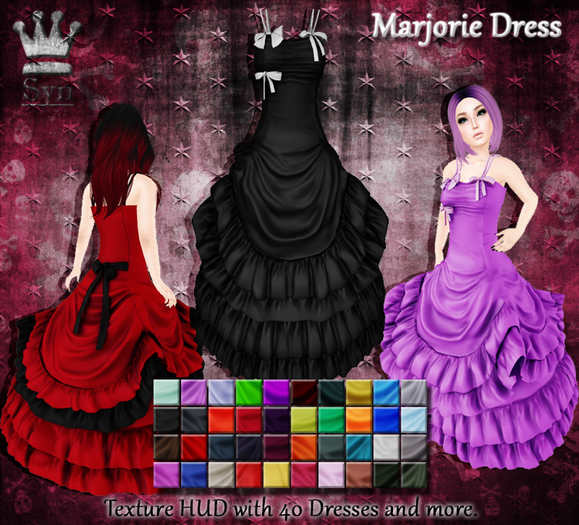 [Syn] Marjorie Dress (Texture HUD, Fitted mesh, materials enabled)