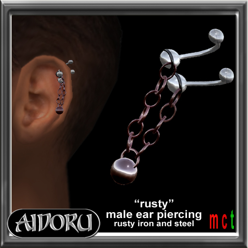 rusty ball ear double piercing for men