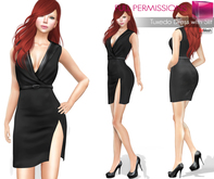 FITMESH 5 SIZES | Full Perm Tuxedo Dress with Slit