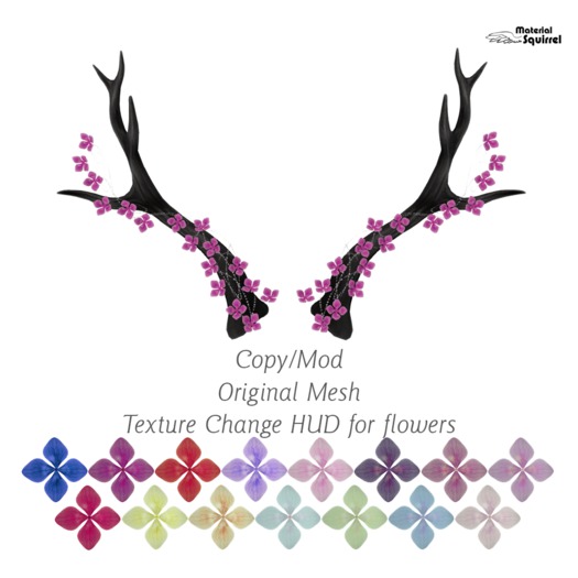 Dream Flower Horns - Black Horns - by Material Squirrel