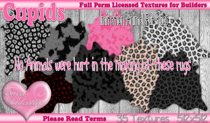*Cupids Textures * 35 IMITATION ANIMAL SKIN RUGS