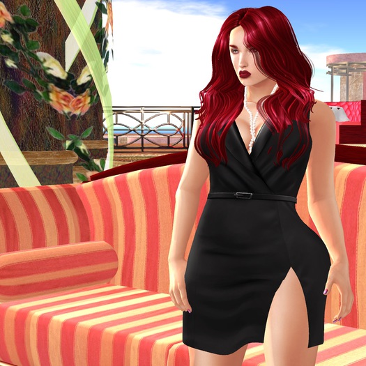 [F] Tuxedo Dress (Fitted Mesh) & Slink High Pumps