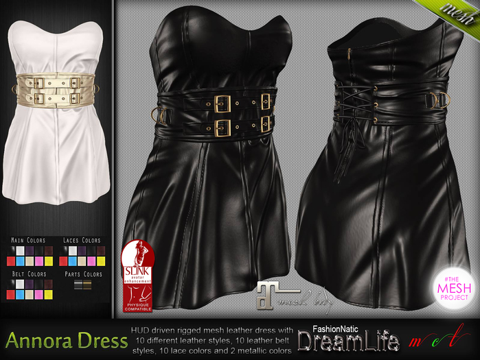 Annora Belted Dress MESH - Maitreya Lara, Slink Physique, Belleza, TMP - HUD - DreamLife - FashionNatic