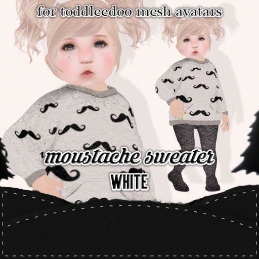 Winter Ravens Boys : Moustache Sweater White