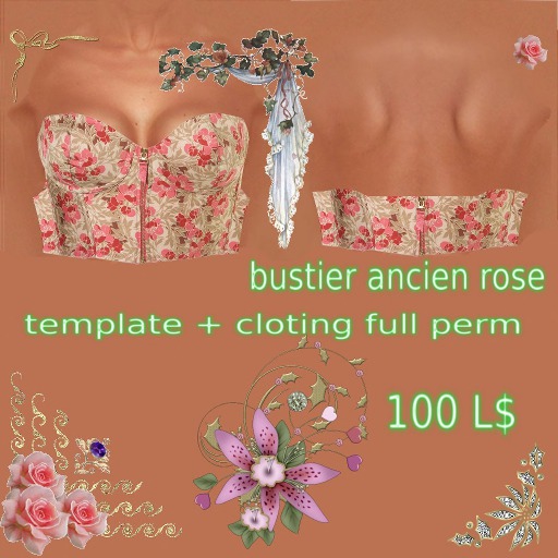 bustier beige a fleur rose