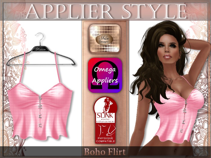 {SD} BOHO FLIRT TOP - Pink (Omega & Slink Appliers)
