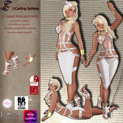 J.C casual dress party white