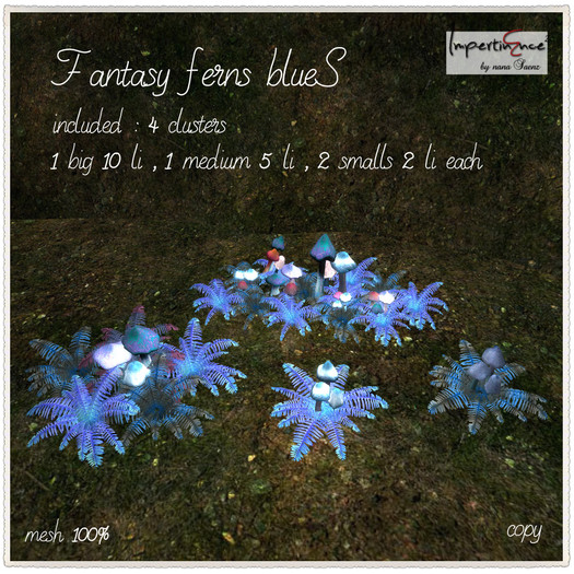 Fantasy fern cluster 3 blue