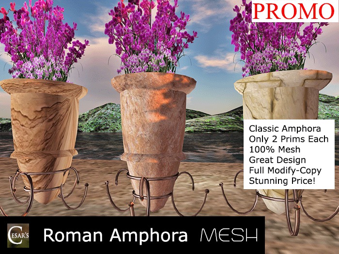Cesar's Amphora with Metal Stand & Flower Mesh **Promo**