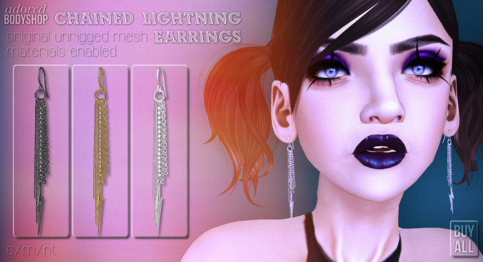 #ADORED - chained lightning earrings - silver