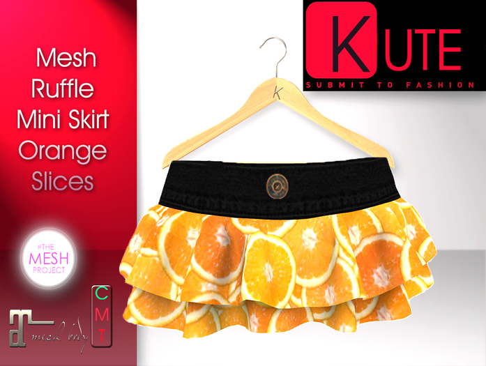Kute : Mesh Ruffle Mini Skirt Orange Slices (boxed)