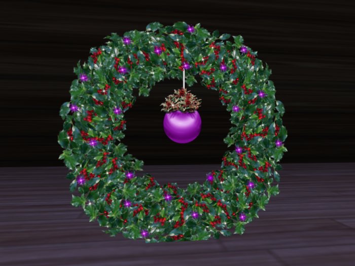 Holly Xmas Twinkling Wreath - Purple *Animated*