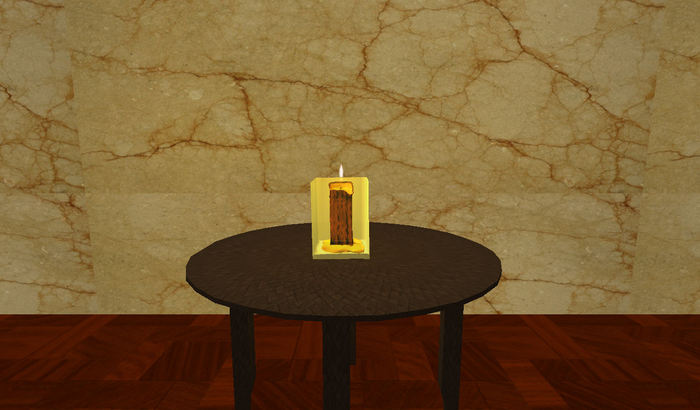 Candle in glass Square Orange flowers